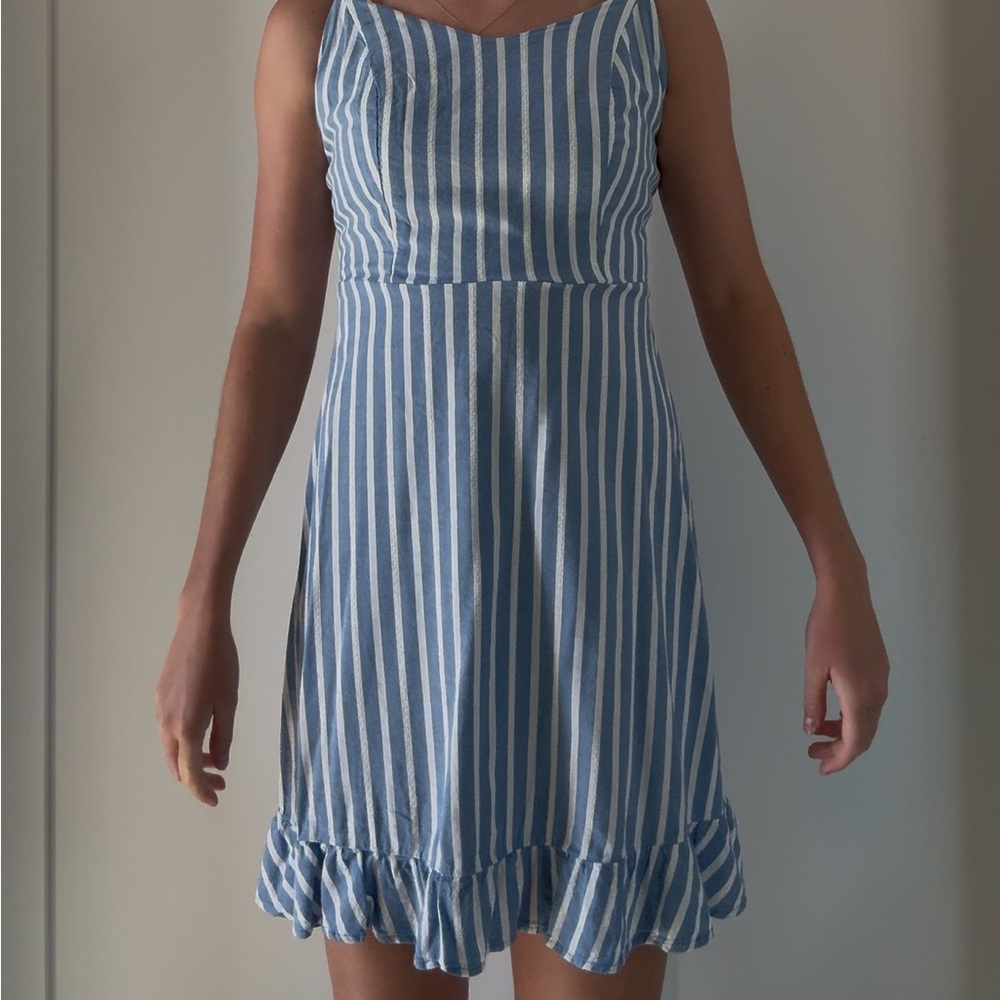 Blue Striped Sleeveless Dress